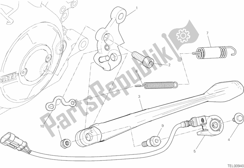 All parts for the Side Stand of the Ducati Diavel Xdiavel S Thailand 1260 2018